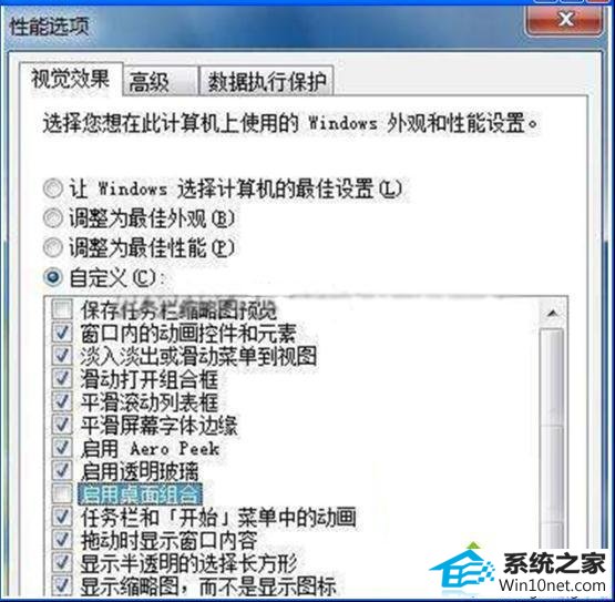 将“启用桌面组合”前面的勾选去掉 win10系统播放影音时出现锯齿和模糊的图文步骤